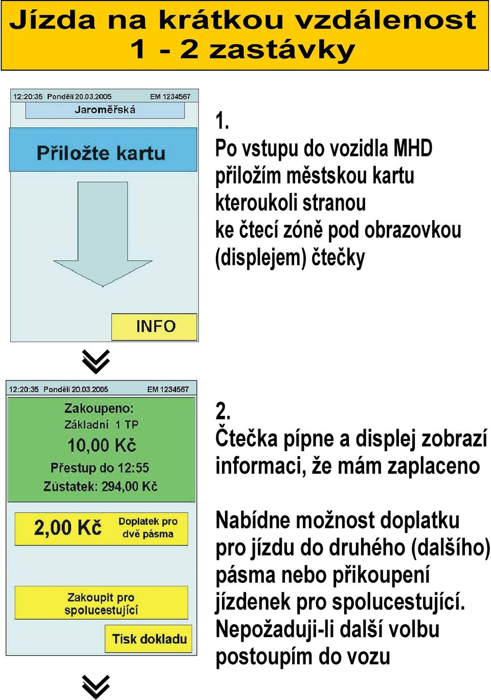 obrazovkou (displejem) čtečky 2.