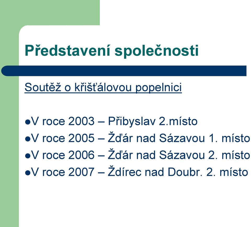 místo V roce 2005 Žďár nad Sázavou 1.