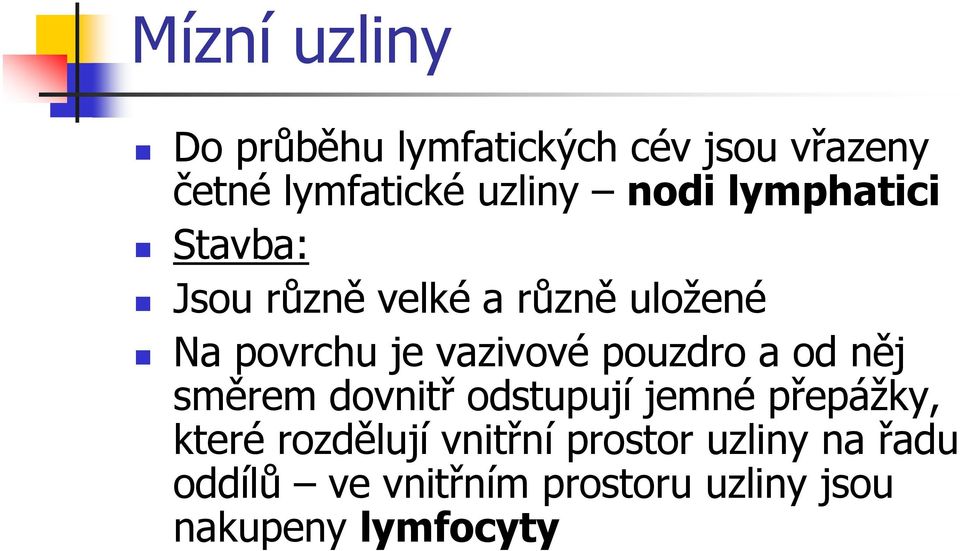 pouzdro a od něj směrem dovnitř odstupují jemné přepážky, které rozdělují