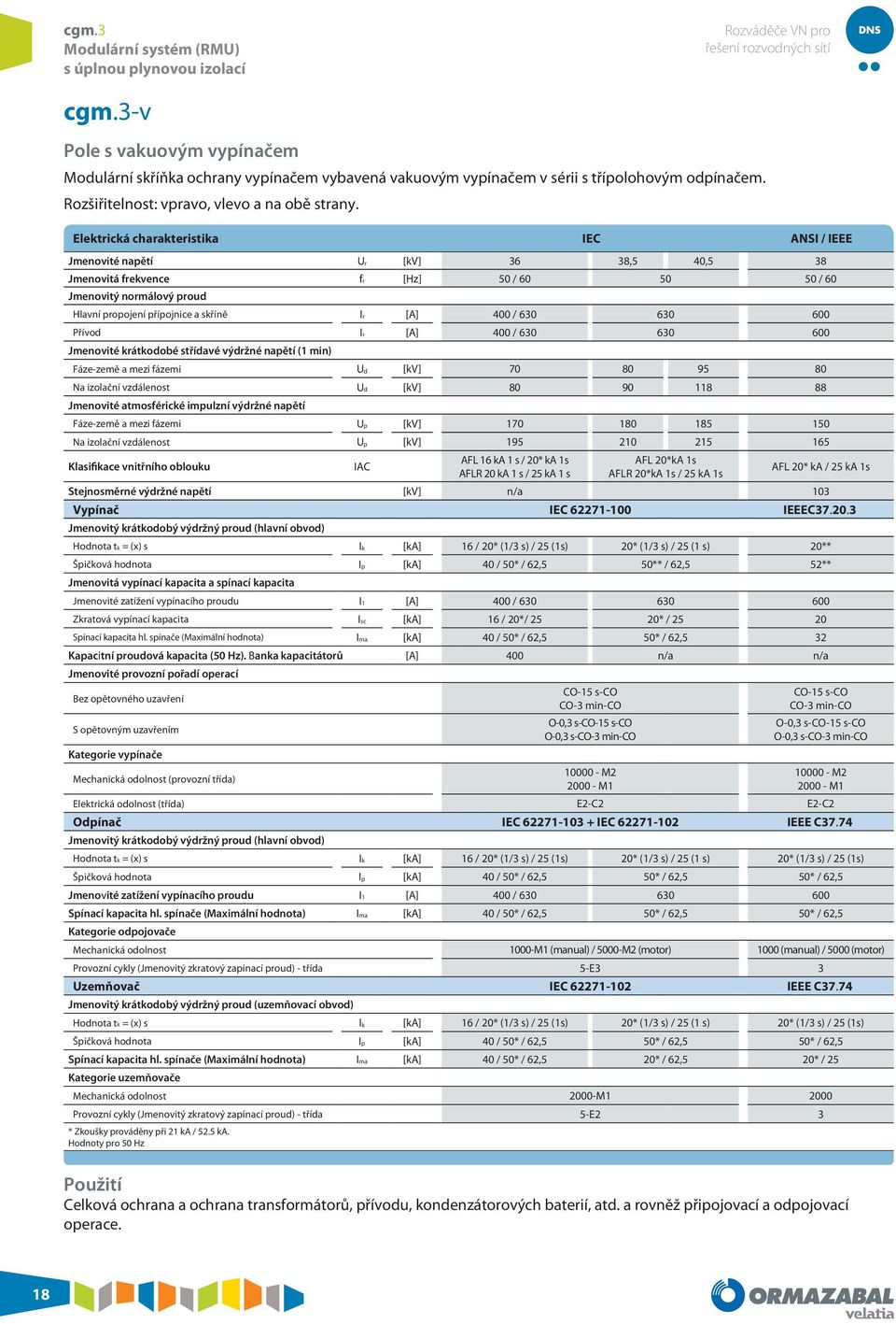 [A] 400 / 630 630 600 Přívod Ir [A] 400 / 630 630 600 Jmenovité krátkodobé střídavé výdržné napětí (1 min) Fáze-země a mezi fázemi Ud [kv] 70 80 95 80 Na izolační vzdálenost Ud [kv] 80 90 118 88