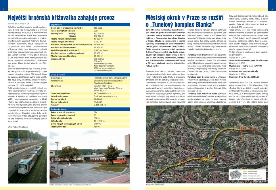 Trasa, která je vedena sedmdesátimetrovým podjezdem s novými, architektonicky zajímavě řešenými tramvajovovými zastávkami, slouží cestujícím již od prosince roku 2005.