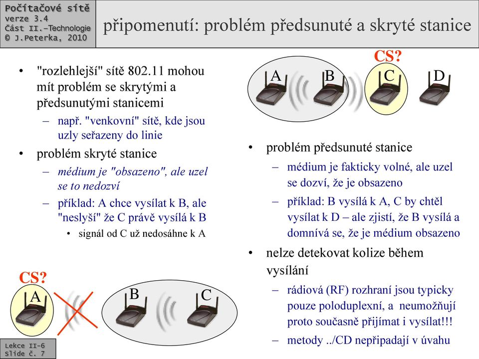 signál od C už nedosáhne k A CS? A B C CS?