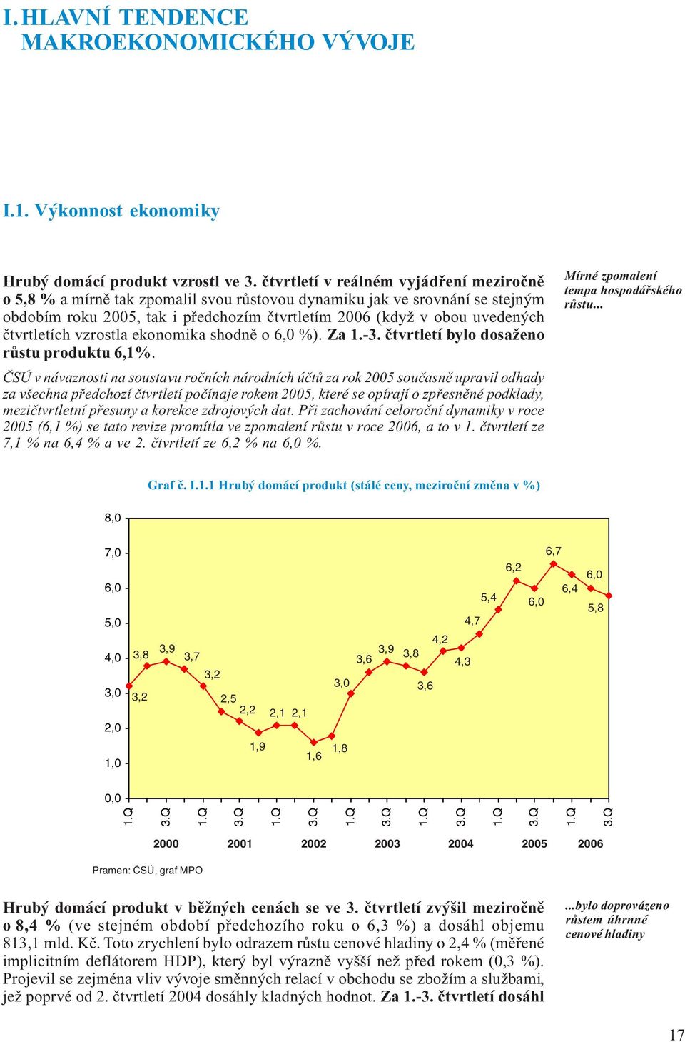 čtvrtletích vzrostla ekonomika shodně o 6,0 %). Za 1.-3. čtvrtletí bylo dosaženo růstu produktu 6,1%.