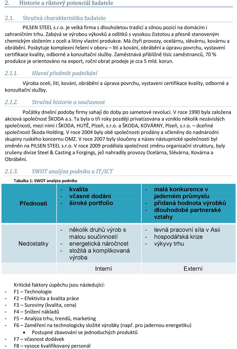 Poskytuje komplexní řešení v oboru lití a kování, obrábění a úpravu povrchu, vystavení certifikace kvality, odborné a konzultační služby.