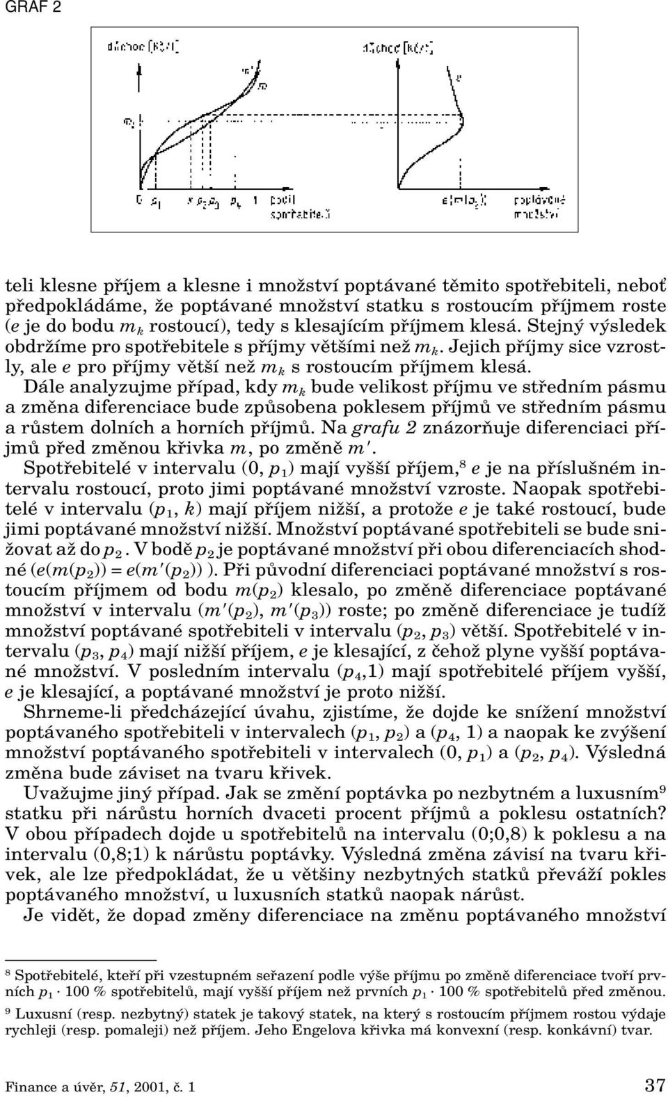 Dále analyzujme pfiípad, kdy m k bude velikost pfiíjmu ve stfiedním pásmu a zmûna diferenciace bude zpûsobena poklesem pfiíjmû ve stfiedním pásmu a rûstem dolních a horních pfiíjmû.