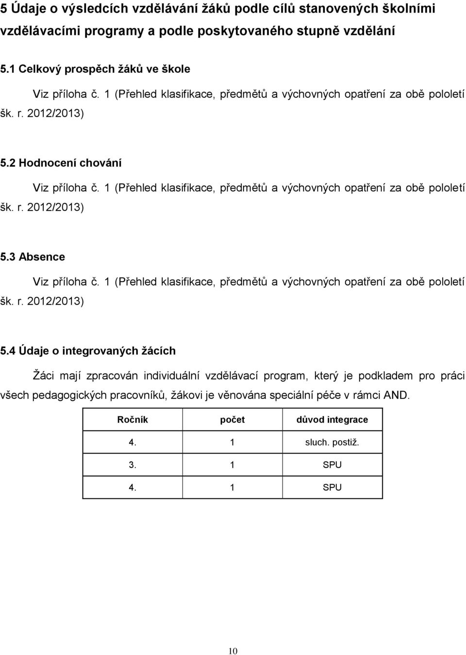 1 (Přehled klasifikace, předmětů a výchovných opatření za obě pololetí šk. r. 2012/2013) 5.