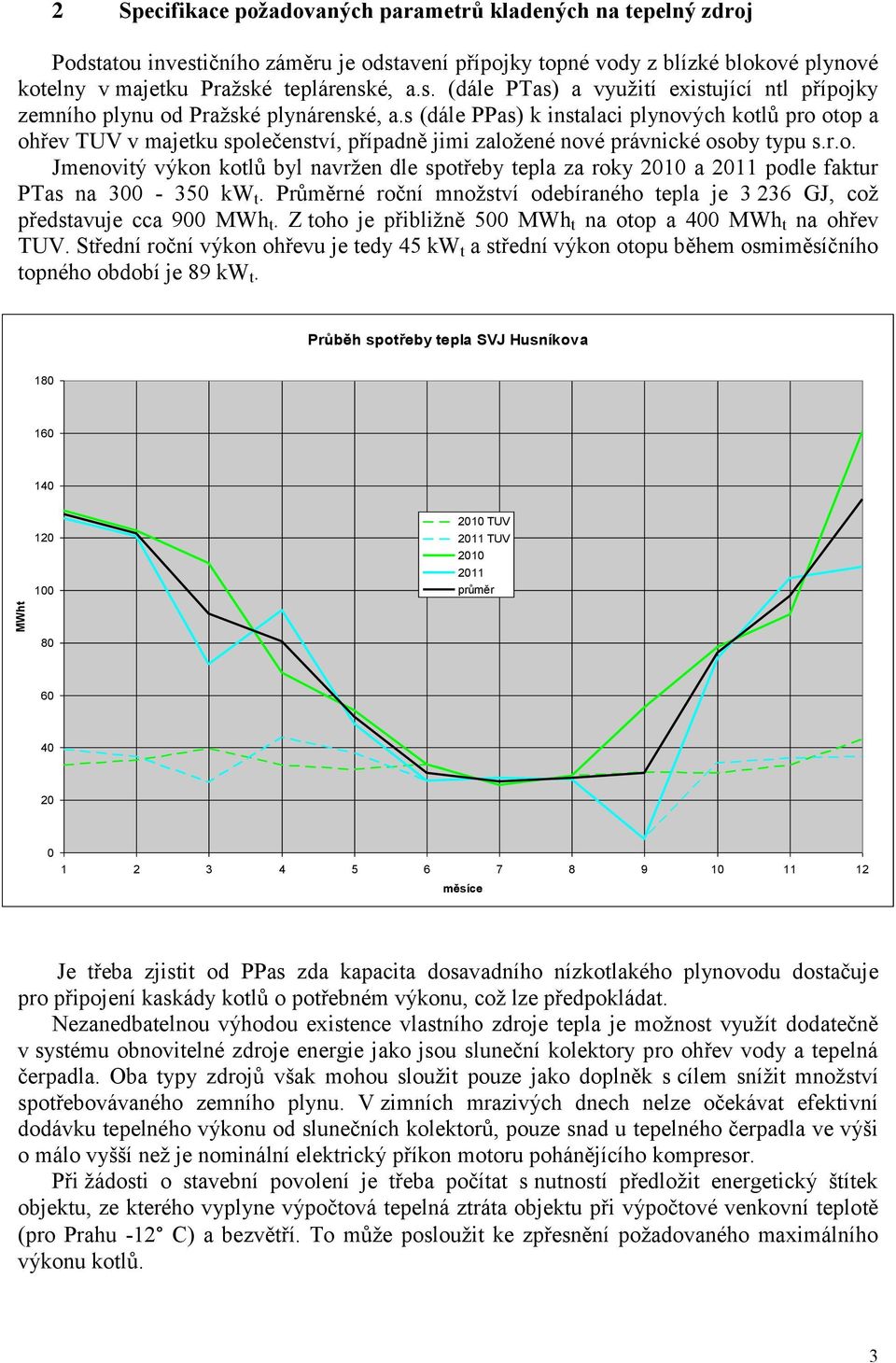 Průměrné roční množství odebíraného tepla je 3 236 GJ, což představuje cca 900 MWh t. Z toho je přibližně 500 MWh t na otop a 400 MWh t na ohřev TUV.