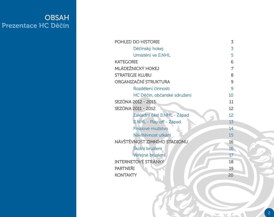 občanské sdružení 10 Sezóna 2012-2013 11 Sezóna 2011-2012 12 Základní část II.NHL - Západ 12 II.