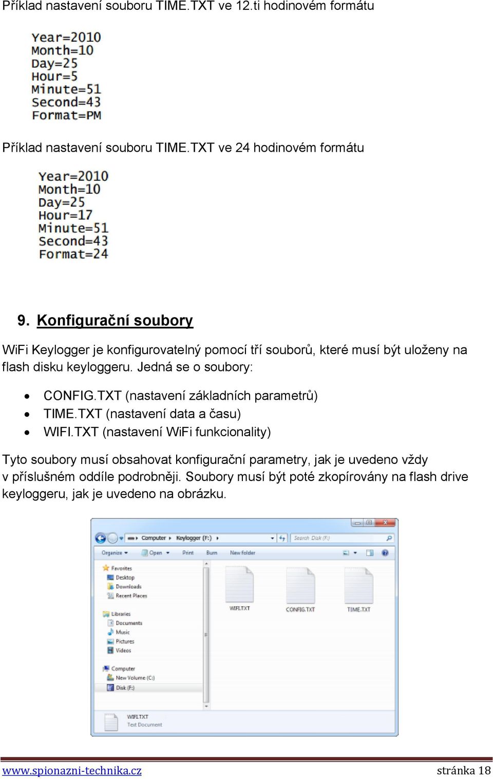 TXT (nastavení základních parametrů) TIME.TXT (nastavení data a času) WIFI.