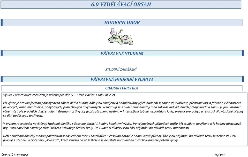 představivost a fantazie v činnostech pěveckých, instrumentálních, pohybových, poslechových a výtvarných.