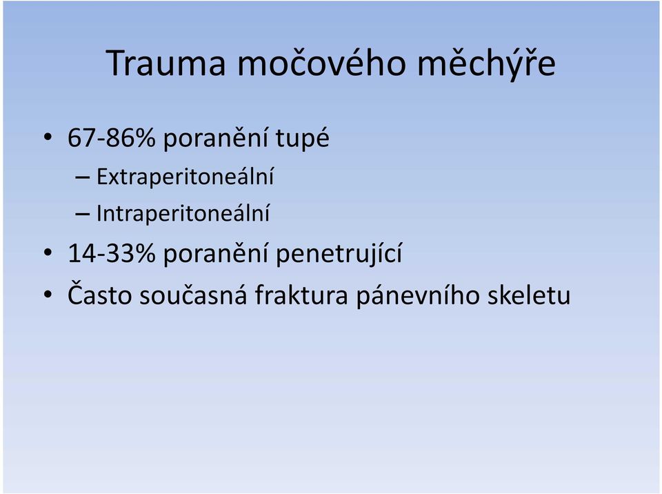 Intraperitoneální 14-33% poranění