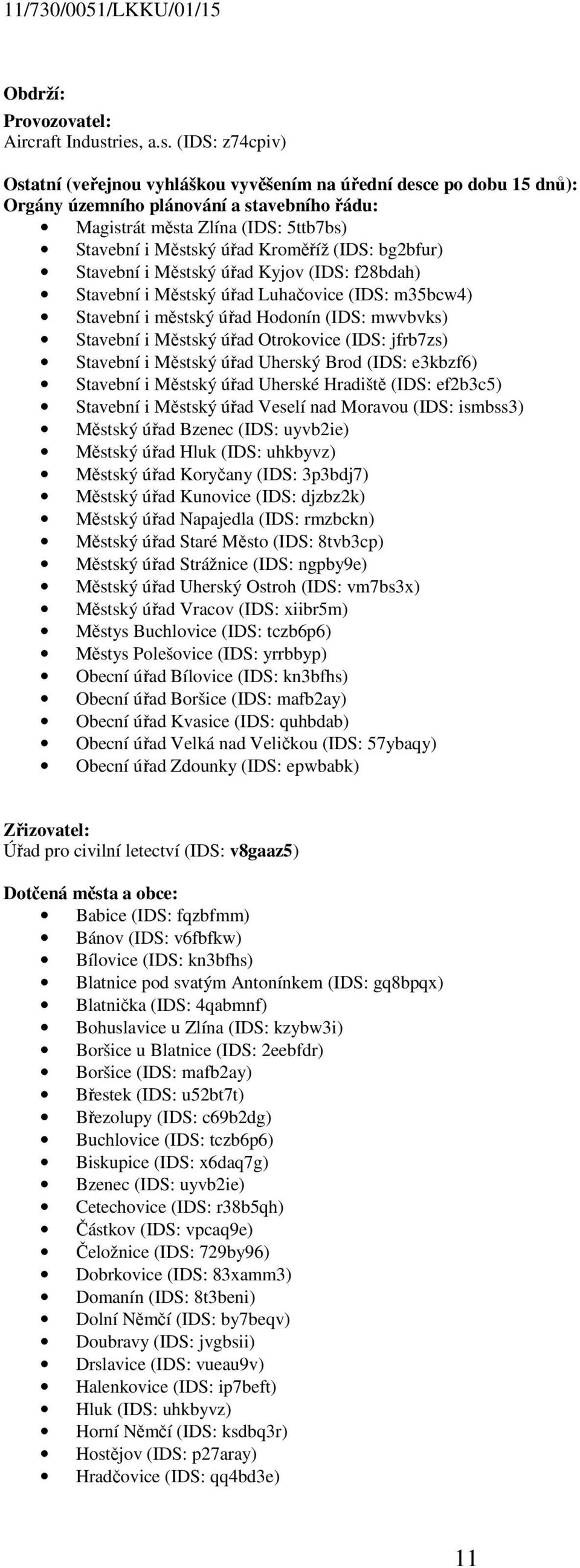 úřad Kroměříž (IDS: bg2bfur) Stavební i Městský úřad Kyjov (IDS: f28bdah) Stavební i Městský úřad Luhačovice (IDS: m35bcw4) Stavební i městský úřad Hodonín (IDS: mwvbvks) Stavební i Městský úřad