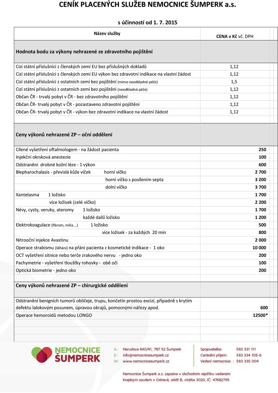 indikace na vlastní žádost 1,12 Cizí státní příslušníci z ostatních zemí bez pojištění (mimo neodkladné péče) 1,5 Cizí státní příslušníci z ostatních zemí bez pojištění (neodkladná péče) 1,12 Občan