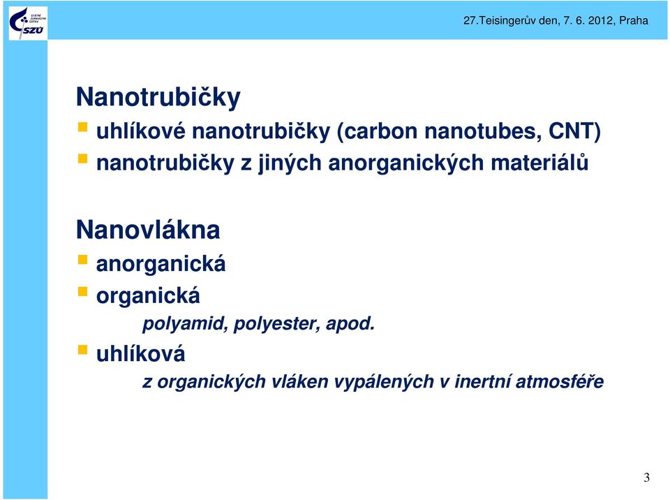 Nanovlákna anorganická organická polyamid, polyester,
