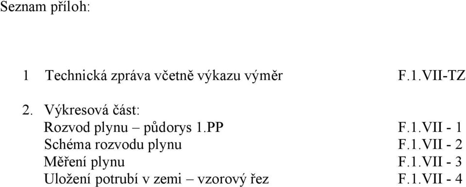 1.VII - 1 Schéma rozvodu plynu F.1.VII - 2 Měření plynu F.