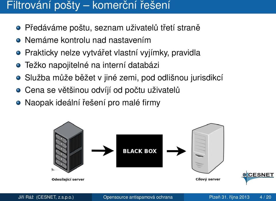 Služba může běžet v jiné zemi, pod odlišnou jurisdikcí Cena se většinou odvíjí od počtu uživatelů Naopak