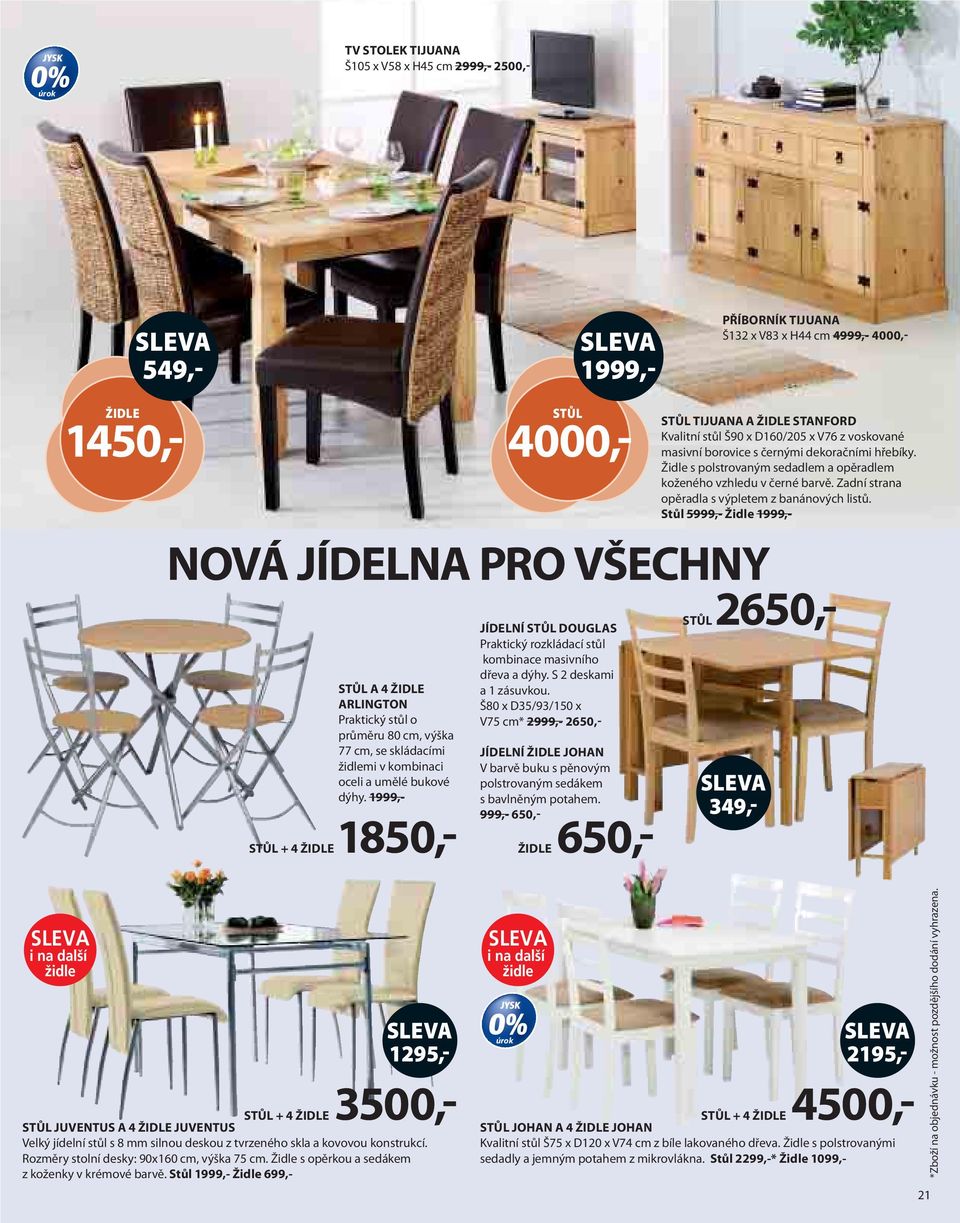 Š80 x D35/93/150 x V75 cm* 2999,- 2650,- 1999,- STŮL 4000,- JÍDELNÍ ŽIDLE JOHAN V barvě buku s pěnovým polstrovaným sedákem s bavlněným potahem.