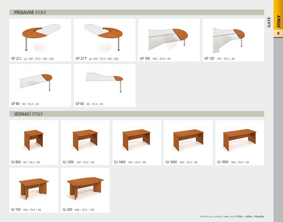 jednací stoly GJ 800 80 75,5 80 GJ 100 10 75,5 80 GJ 1400 140 75,5 80 GJ 1600 160 75,5