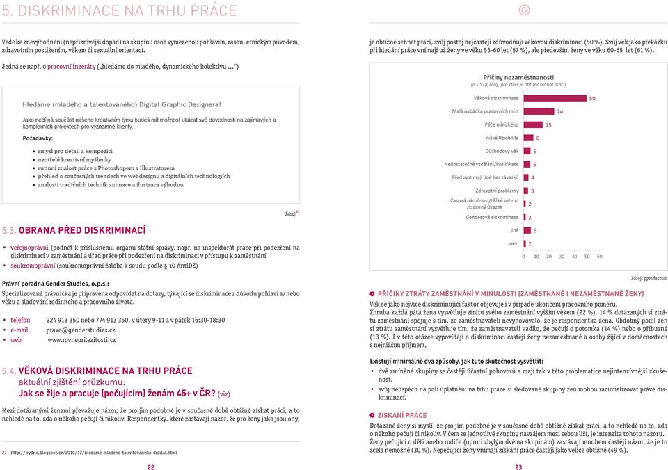 Svůj věk jako překážku při hledání práce vnímají už ženy ve věku 55-60 let (57 %), ale především ženy ve věku 60-65 let (61 %). Jedná se např.