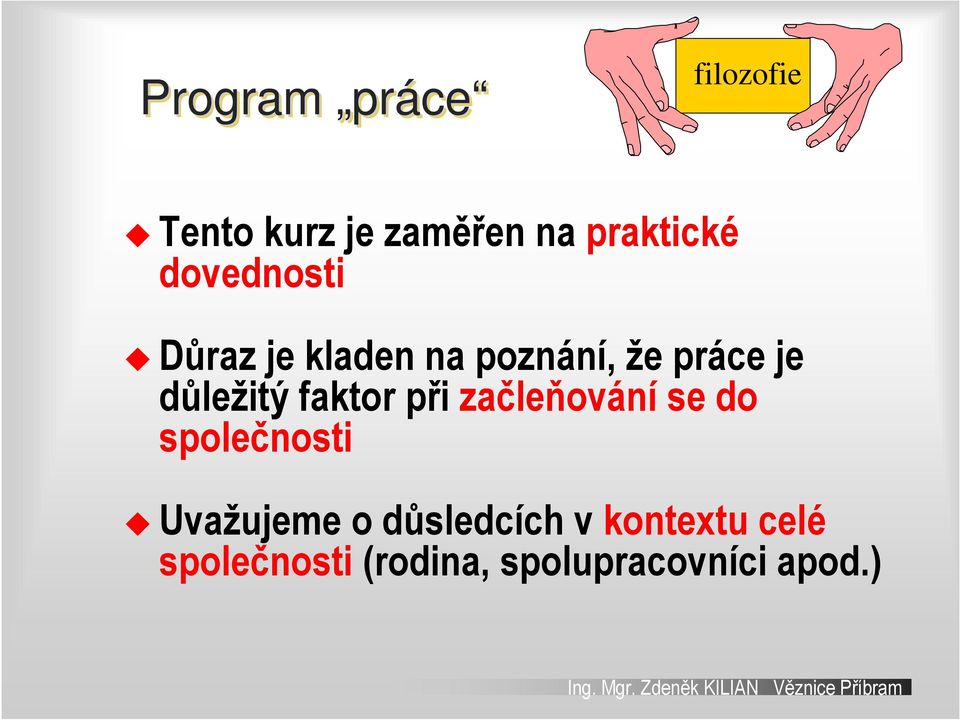 faktor při začleňování se do společnosti Uvažujeme o