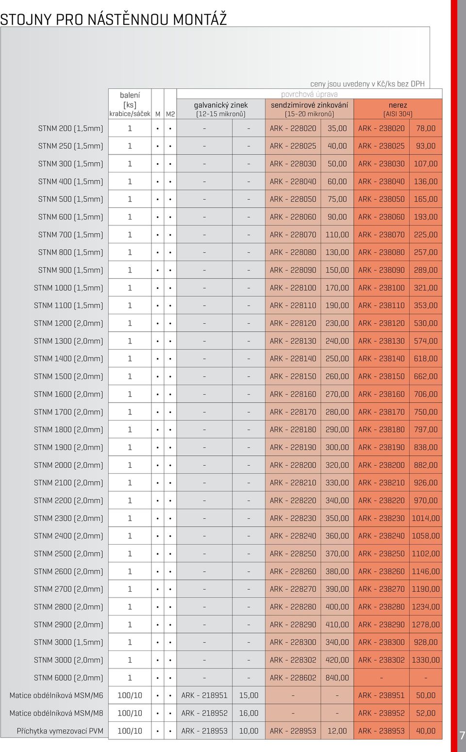 ARK - 238060 193,00 STNM 700 (1,5mm) 1 - - ARK - 228070 110,00 ARK - 238070 225,00 STNM 800 (1,5mm) 1 - - ARK - 228080 130,00 ARK - 238080 257,00 STNM 900 (1,5mm) 1 - - ARK - 228090 150,00 ARK -