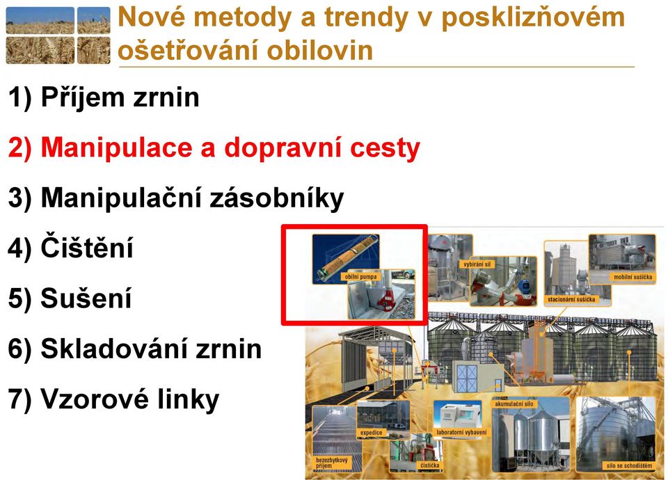 6) Skladování zrnin 7) Vzorové linky Nové