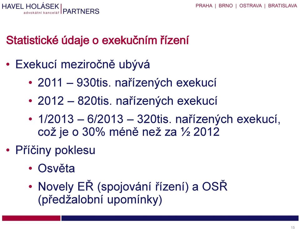 nařízených exekucí 1/2013 6/2013 320tis.