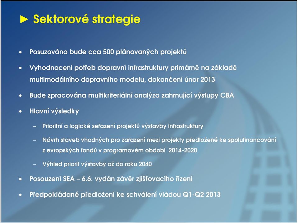 projektů výstavby infrastruktury Návrh staveb vhodných pro zařazení mezi projekty předložené ke spolufinancování z evropských fondů v programovém