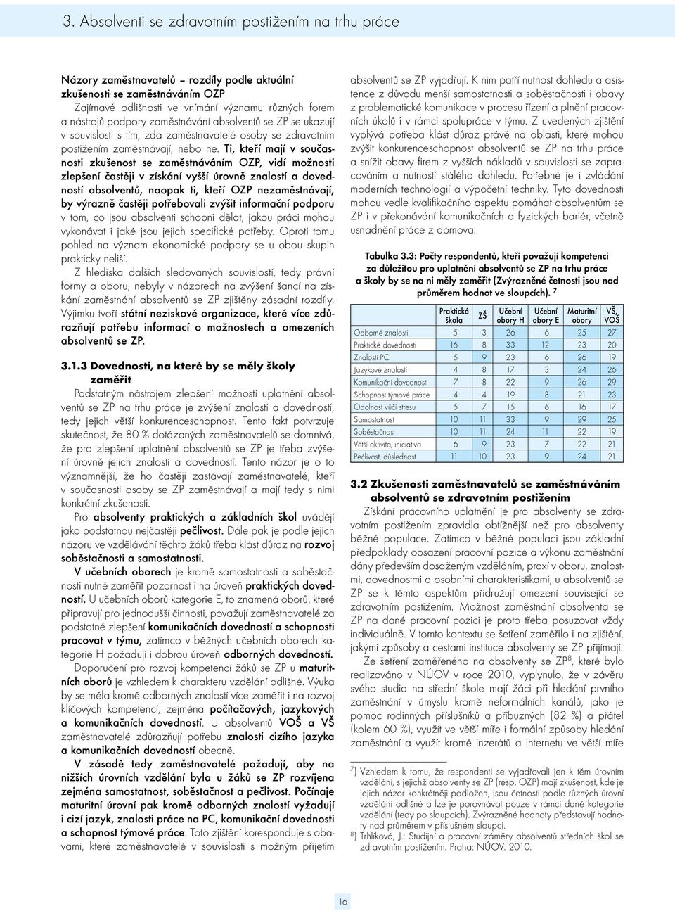 Ti, kteří mají v současnosti zkušenost se zaměstnáváním OZP, vidí možnosti zlepšení častěji v získání vyšší úrovně znalostí a dovedností absolventů, naopak ti, kteří OZP nezaměstnávají, by výrazně