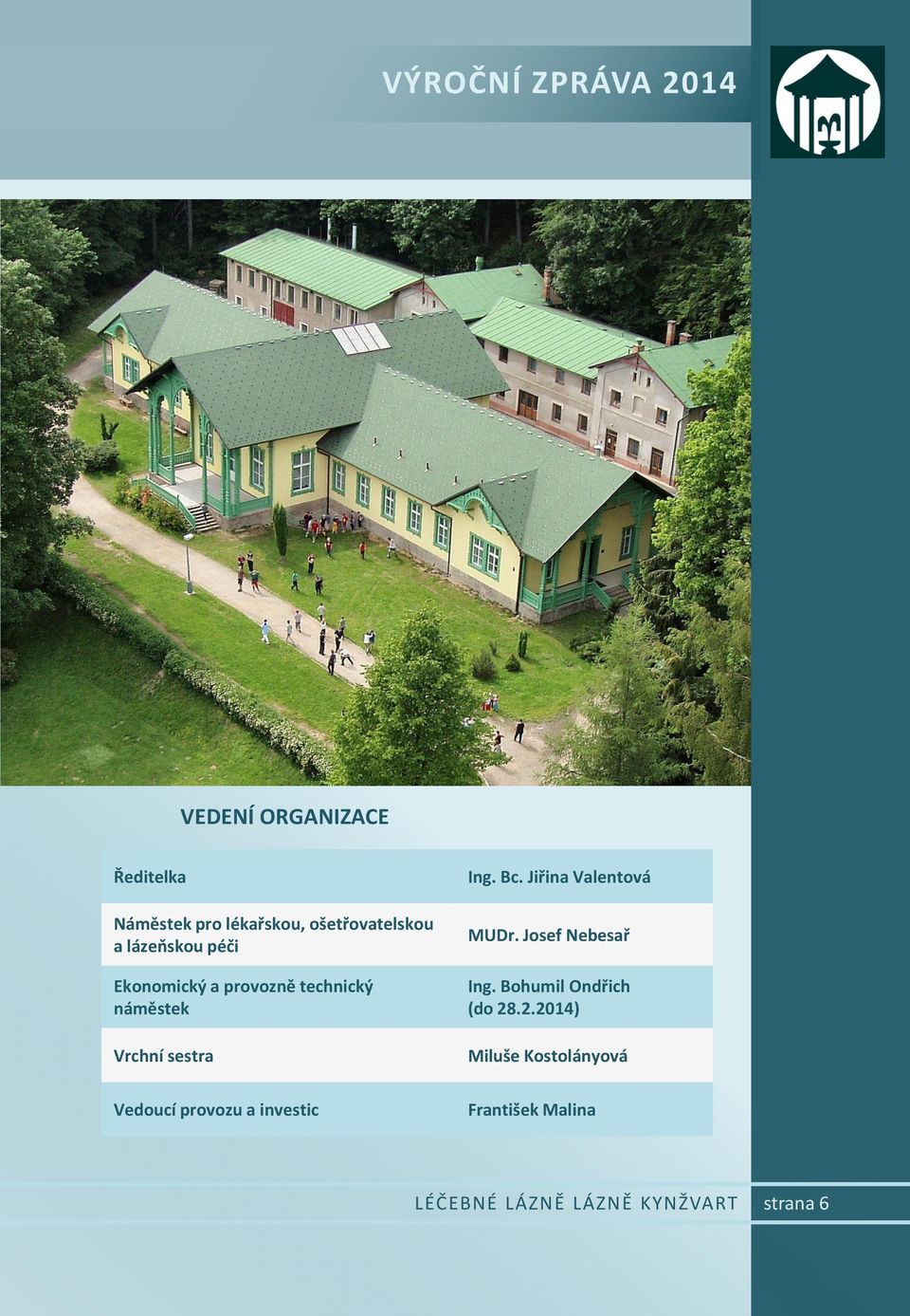 Vedoucí provozu a investic Ing. Bc. Jiřina Valentová MUDr.