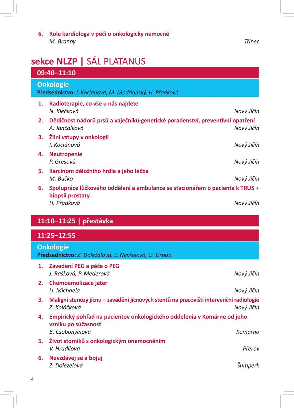 Kociánová Nový Jičín 4. Neutropenie P. Gřesová Nový Jičín 5. Karcinom děložního hrdla a jeho léčba M. Bučko Nový Jičín 6.