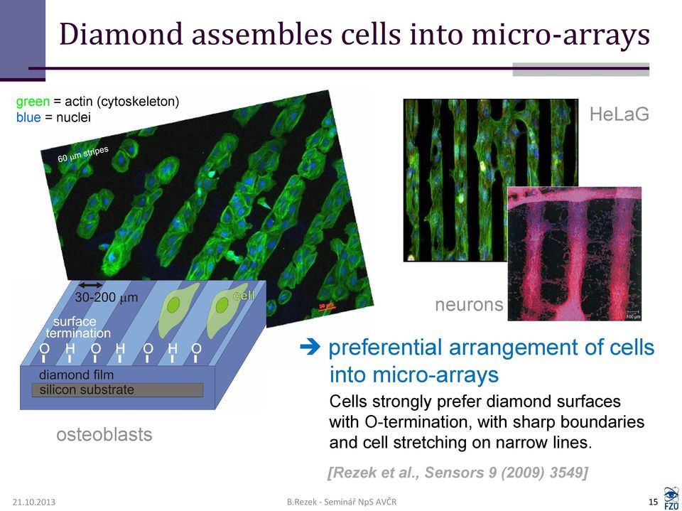 strongly prefer diamond surfaces with O-termination, with sharp boundaries and cell