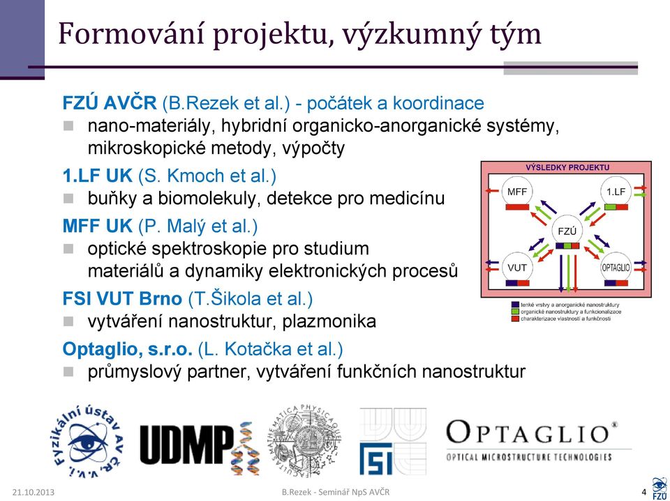 Kmoch et al.) buňky a biomolekuly, detekce pro medicínu MFF UK (P. Malý et al.