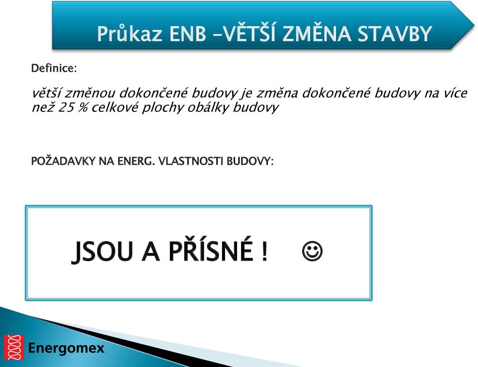 dokončené budovy na více než 25 % celkové plochy obálky