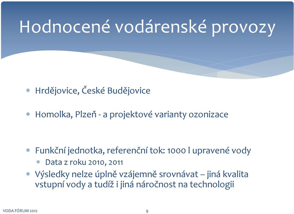 upravené vody Data z roku 2010, 2011 Výsledky nelze úplně vzájemně srovnávat