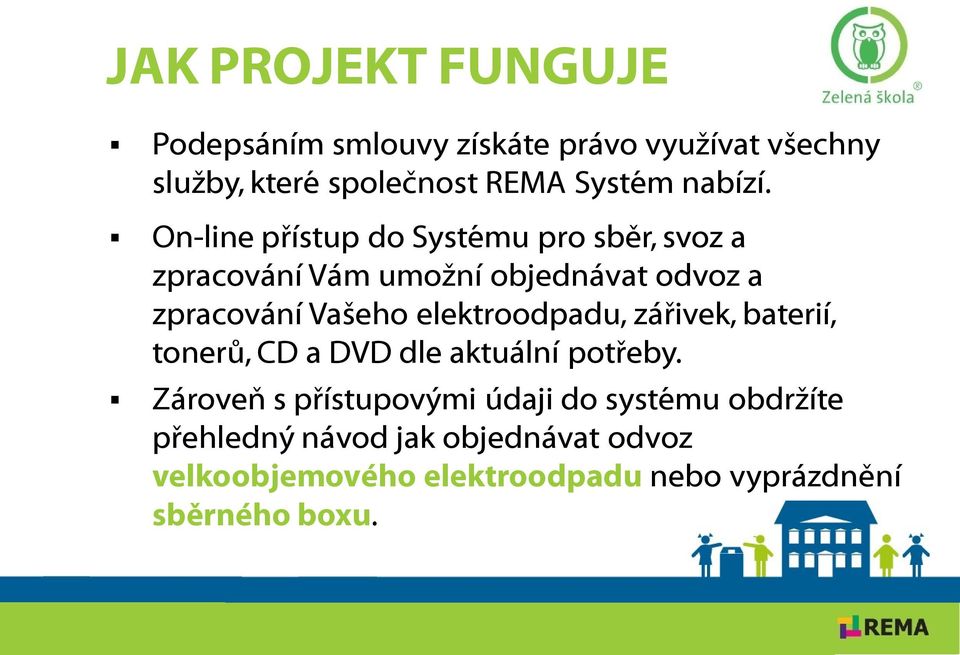 On-line přístup do Systému pro sběr, svoz a zpracování Vám umožní objednávat odvoz a zpracování Vašeho