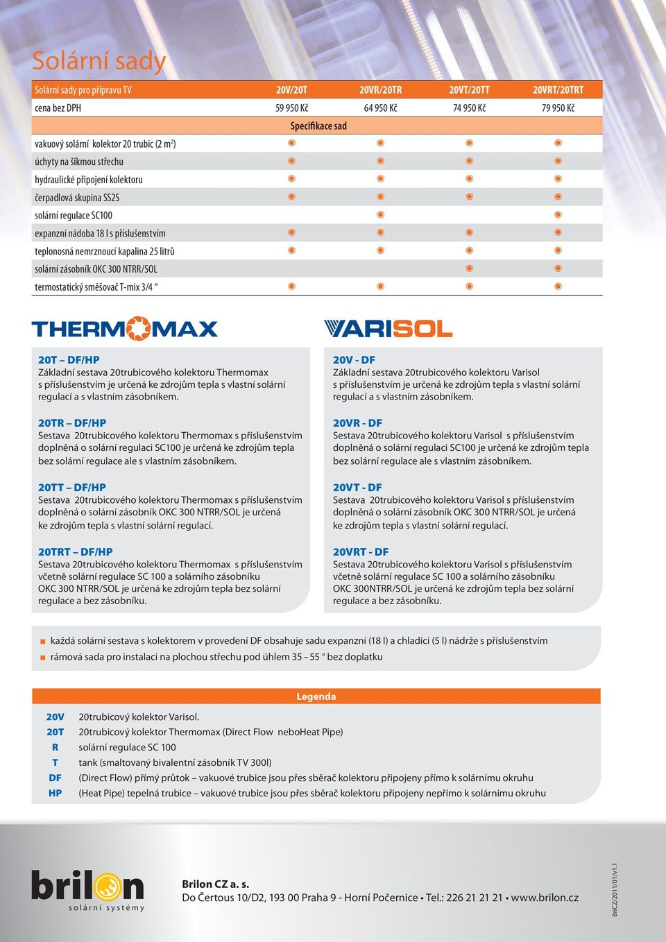 OKC 300 NTRR/SOL termostatický směšovač T-mix 3/4 20T DF/HP Základní sestava 20trubicového kolektoru Thermomax s příslušenstvím je určená ke zdrojům tepla s vlastní solární regulací a s vlastním