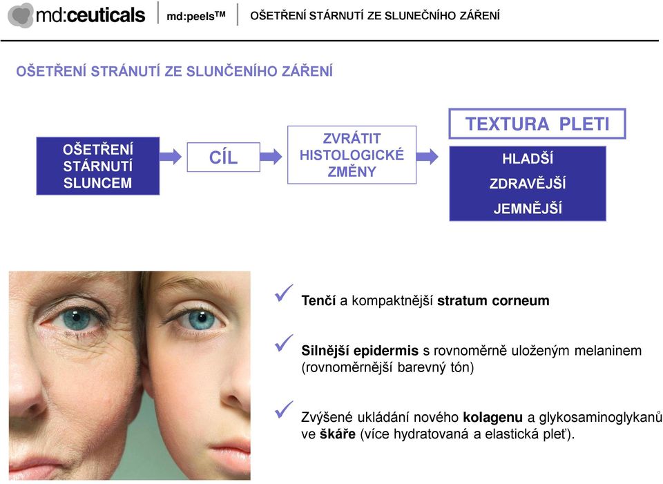kompaktnější stratum corneum Silnější epidermis s rovnoměrně uloţeným melaninem (rovnoměrnější