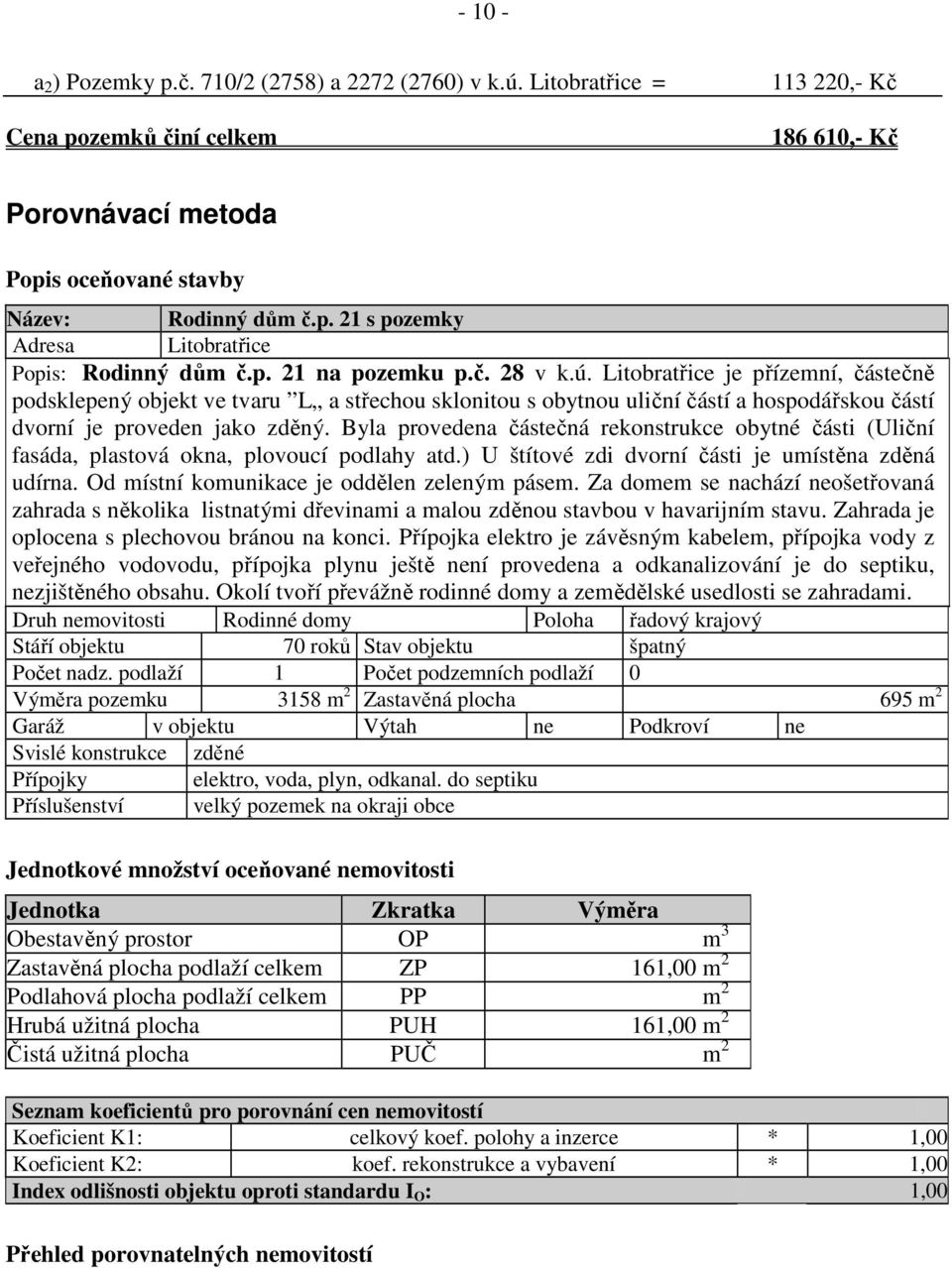 Byla provedena částečná rekonstrukce obytné části (Uliční fasáda, plastová okna, plovoucí podlahy atd.) U štítové zdi dvorní části je umístěna zděná udírna.