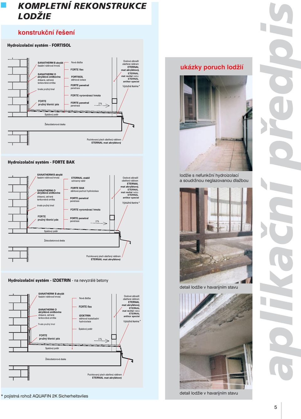 aplikační předpis HYDROIZOLACE aplikační předpis sanace balkonů a lodžií  sanace betonu sanace železobetonových konstrukcí hydroizolace koupelen -  PDF Stažení zdarma