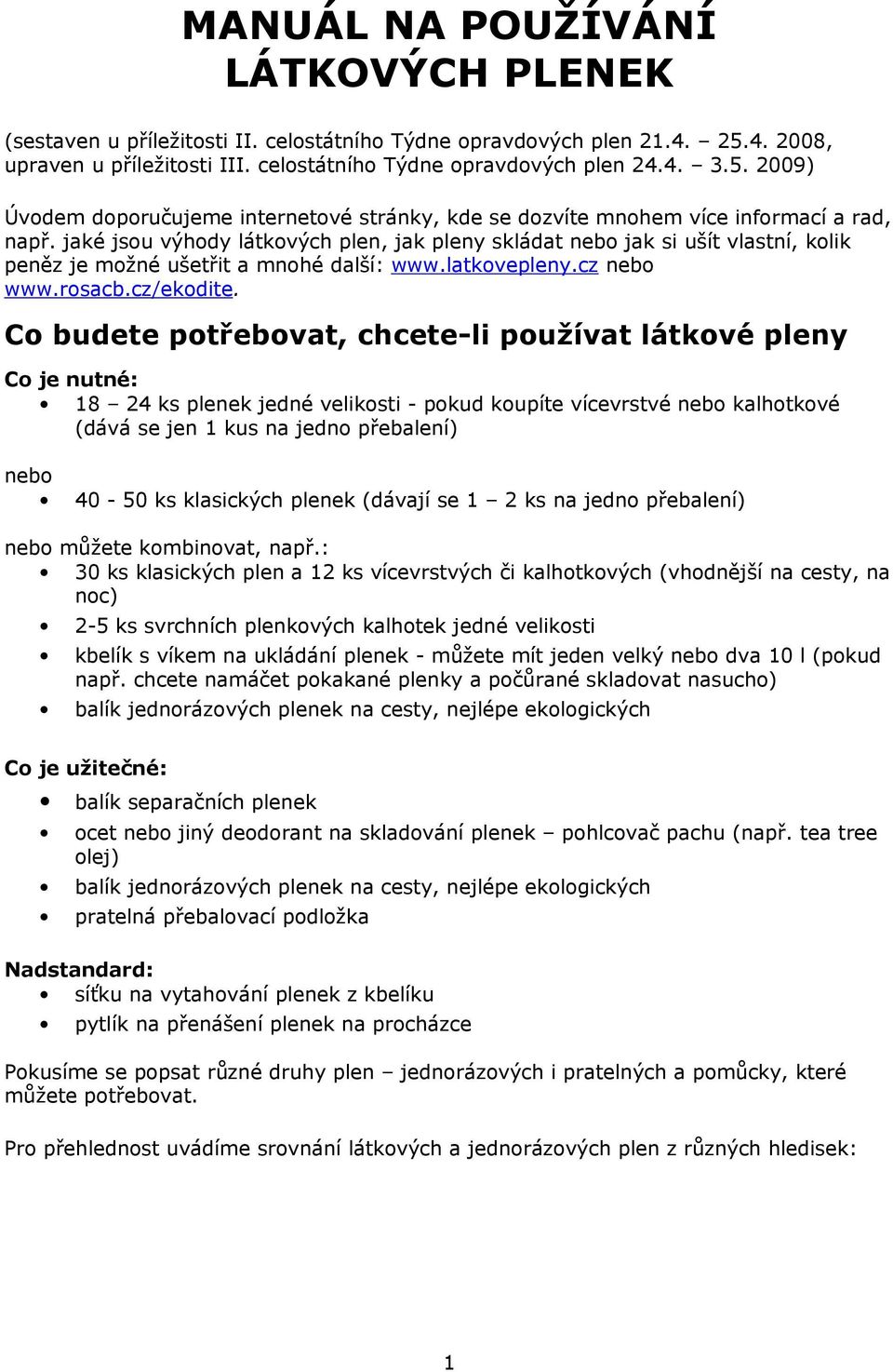 MANUÁL NA POUŽÍVÁNÍ LÁTKOVÝCH PLENEK - PDF Stažení zdarma