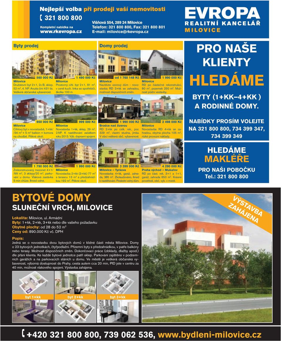 Domy prodej od 1 760 148 Kč Milovice Navštivte vzorový dům - novostavba RD 3+kk se zahradou, možnost dispozičních změn. 1 990 000 Kč Milovice RD po částečné rekonstrukci, 80 m 2, pozemek 250 m 2.