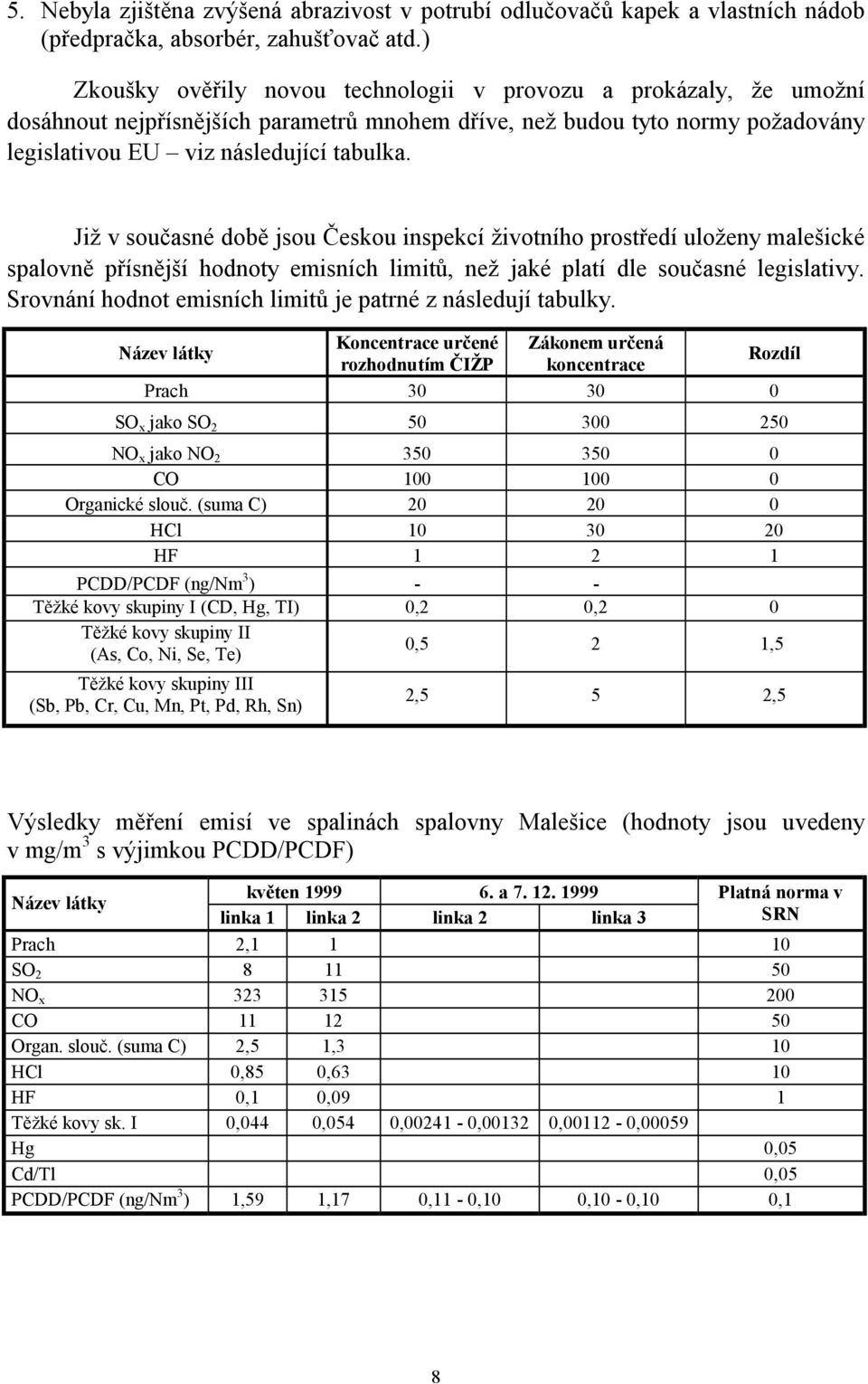 Již v současné době jsou Českou inspekcí životního prostředí uloženy malešické spalovně přísnější hodnoty emisních limitů, než jaké platí dle současné legislativy.