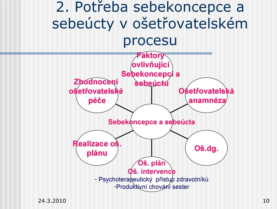 anamnéza Sebekoncepce a sebeúcta Realizace oš. Oš.dg. plánu Oš. plán Oš.