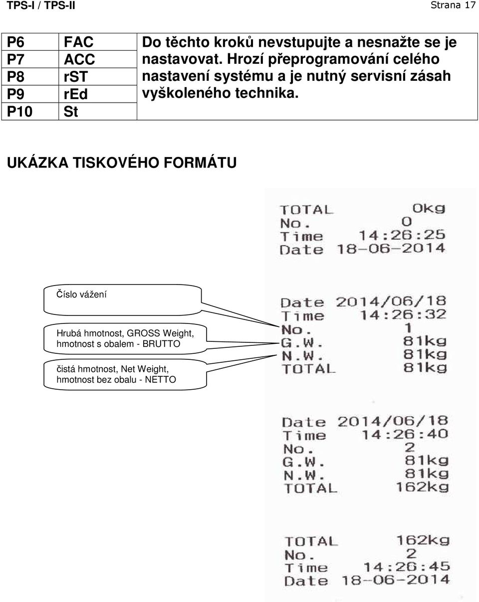 Hrozí přeprogramování celého P8 rst nastavení systému a je nutný servisní zásah P9 red