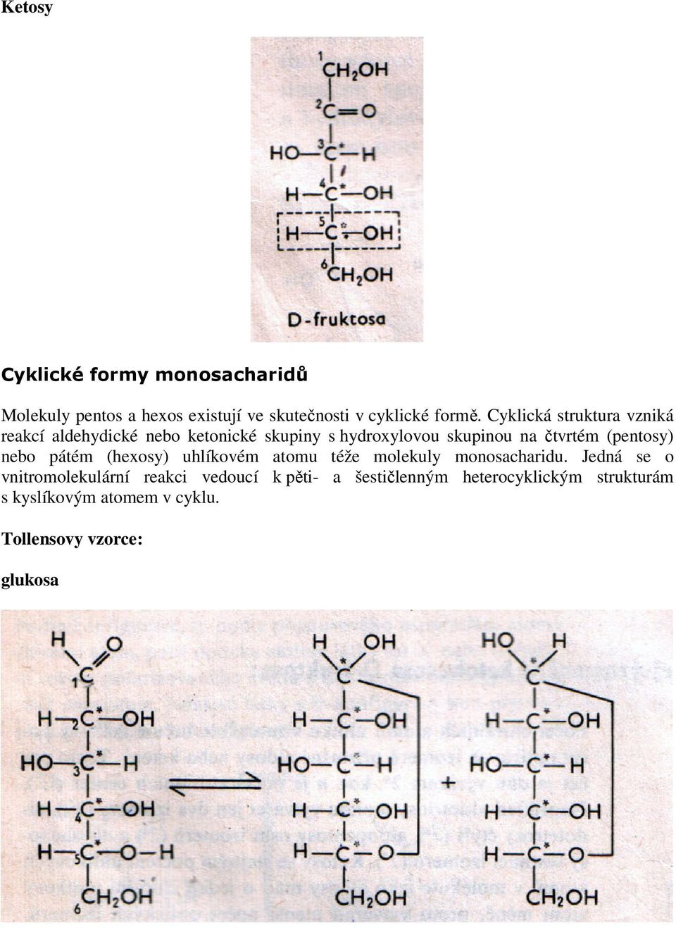 (pentosy) nebo pátém (hexosy) uhlíkovém atomu téže molekuly monosacharidu.