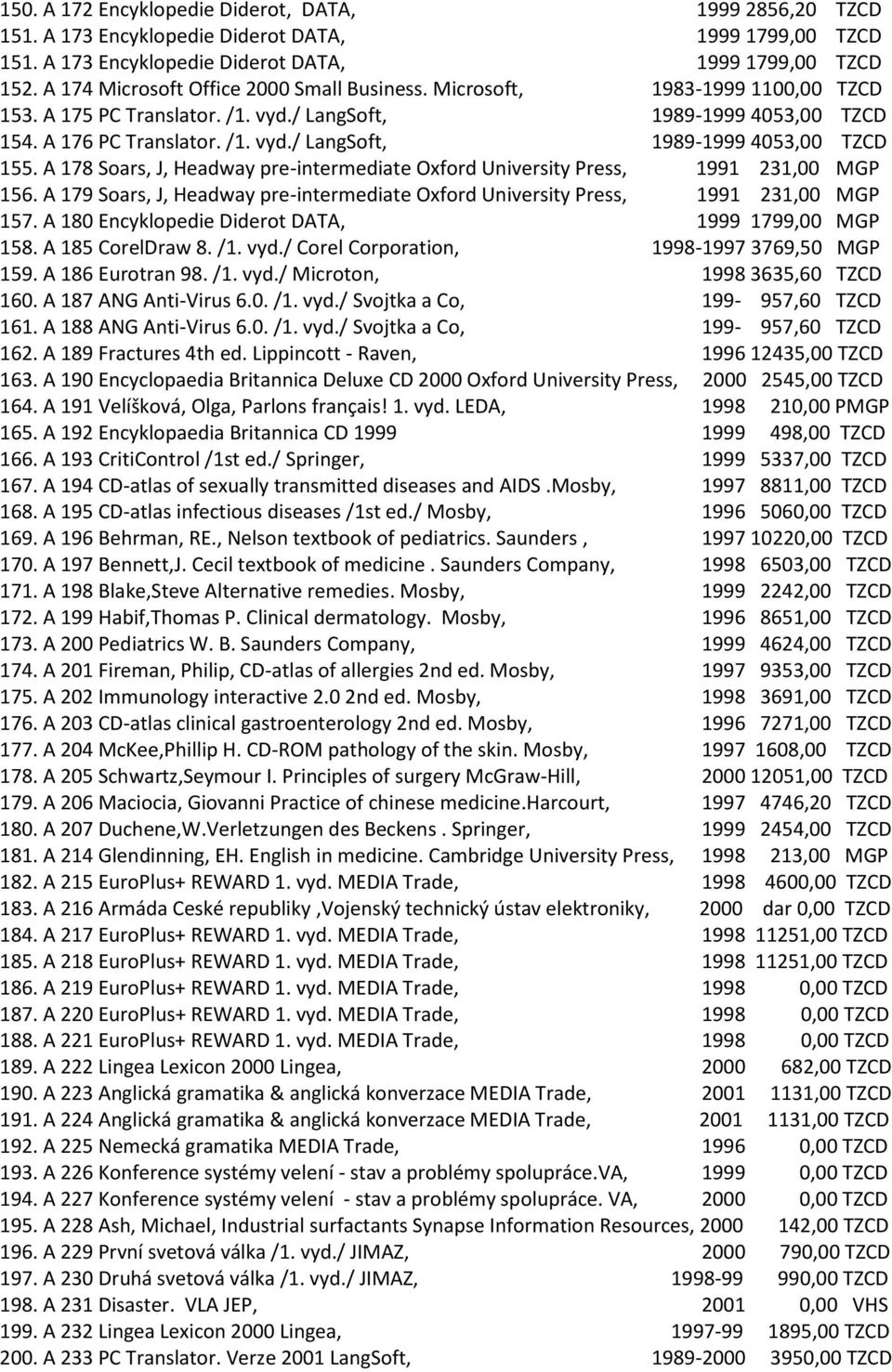 A 178 Soars, J, Headway pre-intermediate Oxford University Press, 1991 231,00 MGP 156. A 179 Soars, J, Headway pre-intermediate Oxford University Press, 1991 231,00 MGP 157.