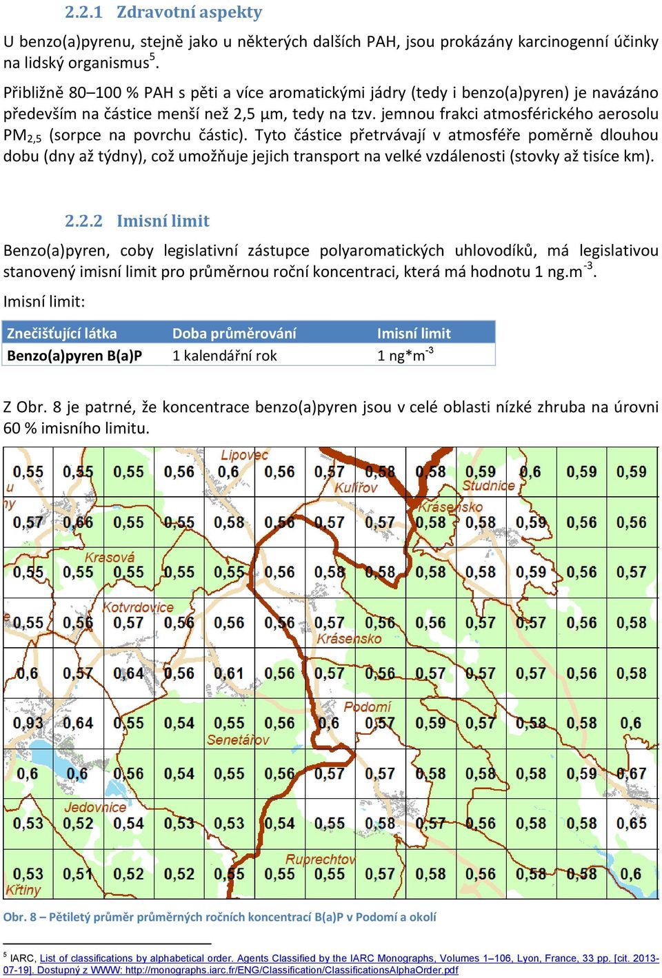 jemnou frakci atmosférického aerosolu PM 2,5 (sorpce na povrchu částic).