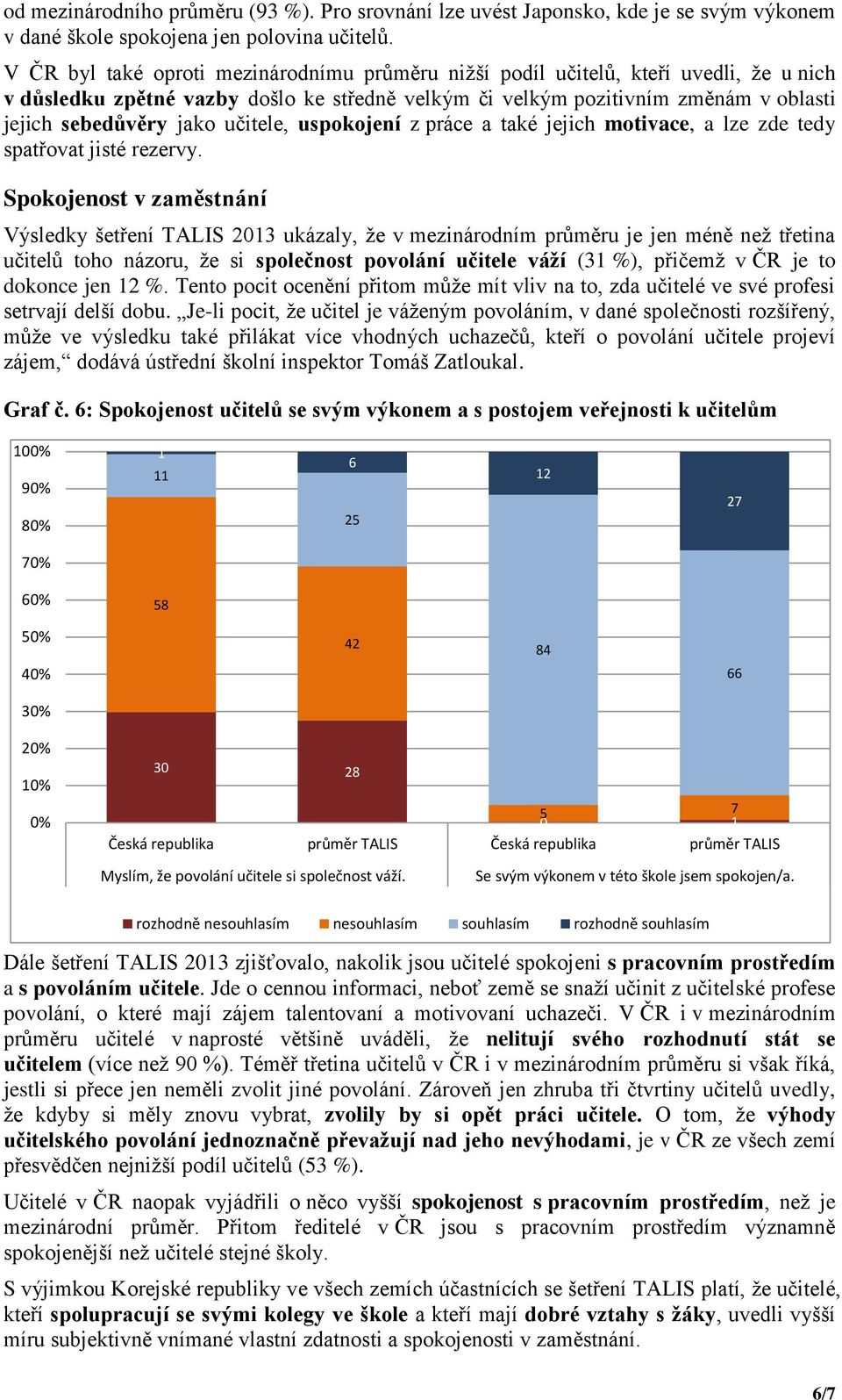 učitele, uspokojení z práce a také jejich motivace, a lze zde tedy spatřovat jisté rezervy.