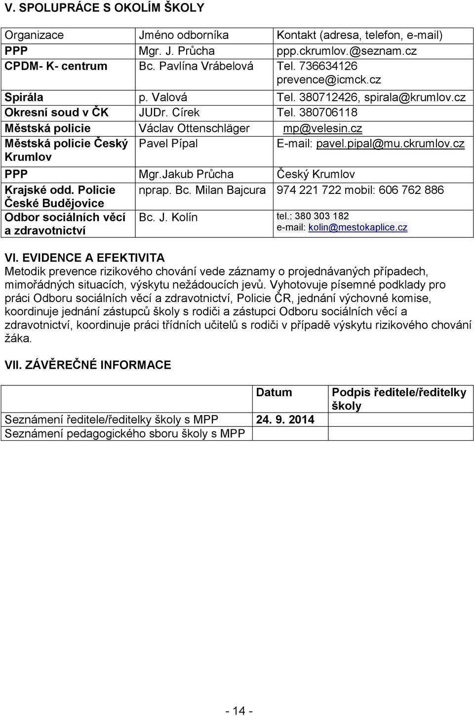 cz Městská policie Český Krumlov Pavel Pípal E-mail: pavel.pipal@mu.ckrumlov.cz PPP Mgr.Jakub Průcha Český Krumlov Krajské odd. Policie nprap. Bc.